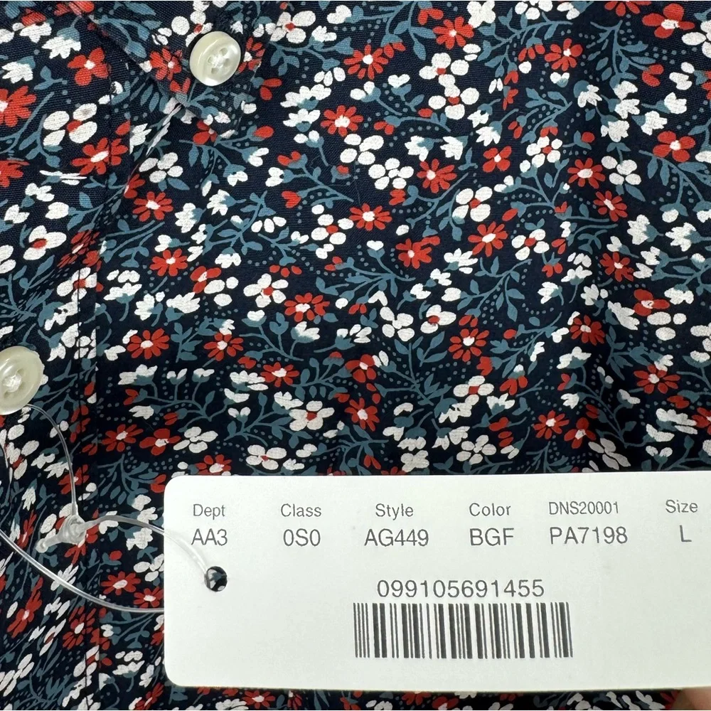 NWT J.Crew Men Floral Organic‎ Cotton Button Down Shirt Size Large